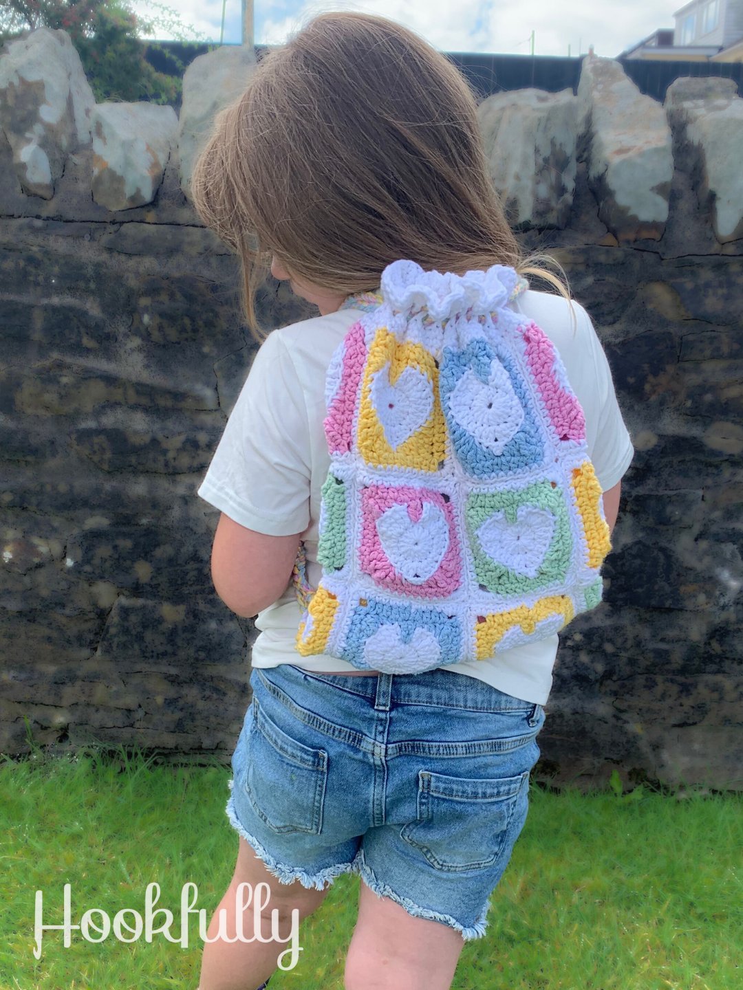 Heart Granny Square Backpack For Kids