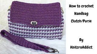 How to crochet:Hand bag clutch/purse combo - Part 2