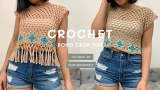 Crochet Granny Square Top Tutorial/ Easy Crochet Top for Beginners/ Boho Crochet Top Pattern