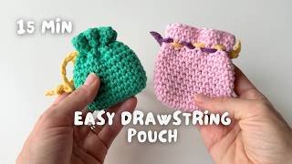 How to Crochet a Pouch with Drawstring | Easy Beginner Tutorial (Step-by-Step)