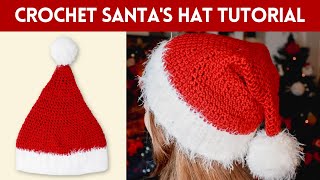 How to Crochet Santa's Hat in 2 hours! Tutorial | DIY