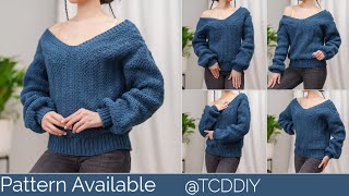 How to Crochet: Comfy V Neck Sweater | Pattern & Tutorial DIY
