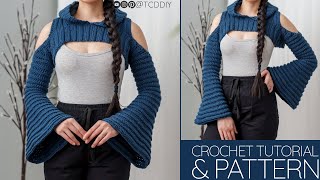 How to Crochet: Hooded Bell Sleeve Shrug | Pattern & Tutorial DIY