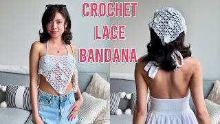 Crochet Lace Bandana: Lacey Floral Bandana TUTORIAL /Multi-wear!