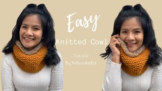 Knitted cowl Tutorial/ Easy Knitting Projects for Beginners (FREE pattern)