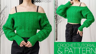 How to Crochet: Off the Shoulder Batwing Jumper | Pattern & Tutorial DIY