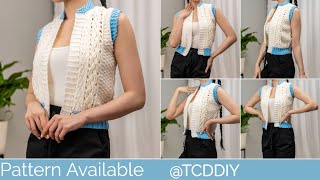 How to Crochet a Cable Stitch Bomber Vest | Pattern & Tutorial DIY