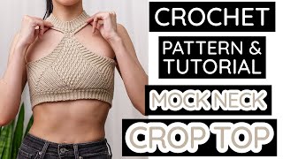 How to Crochet an Alpine Stitch Mock Neck Crop Top | Pattern & Tutorial DIY