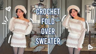 Off Shoulder Crochet Sweater | Trendy Fold Over Tutorial!