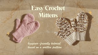 Easy Crochet Mittens Tutorial 🧶