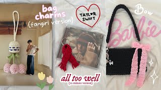 how to crochet cute bag charms | tulips in a pot, red scarf, & bow (beginner-friendly tutorial)