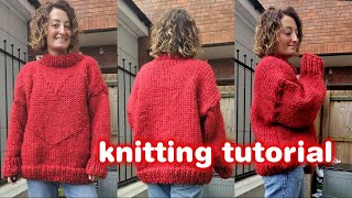 KNITTING TUTORIAL | Giant love heart sweater | Oversized knit sweater pattern