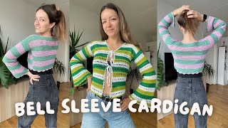 CROCHET BELL SLEEVE TIE CARDIGAN | beginner-friendly tutorial