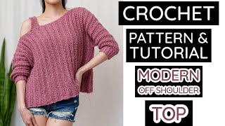 How to Crochet Off the Shoulder Top w. Straps | Pattern & Tutorial DIY
