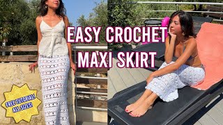EASY Crochet Maxi Skirt Tutorial! | Lacey Skirt | ALL SIZES! | Astro Cluster Stitch