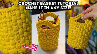 Easy T-Shirt Yarn Crochet Basket Pattern - Make it in any size! Easy Crochet Tutorial