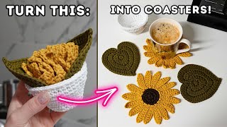 Crochet Coasters and Pot Tutorial - SUNFLOWER EDITION! 🌻 Brunaticality Crochet