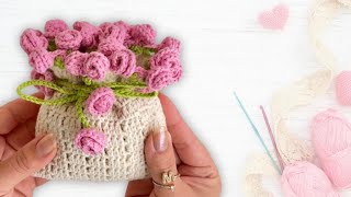 Rose Bouquet Drawstring Pouch