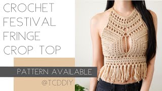 EASY Crochet Halter Top with Fringe | Pattern & Tutorial DIY