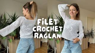 crochet with me: FILET CROCHET RAGLAN TOP-DOWN TUTORIAL