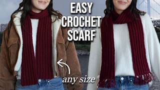 Easy Crochet Scarf Tutorial for Beginners | Crochet Ribbed Scarf with Tassels