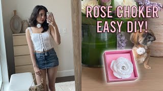 EASY Crochet Rose Choker Necklace | 3 Rows ONLY! | Perfect DIY Gift