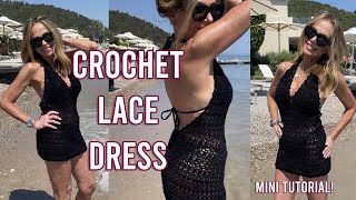 How to Crochet Halter Dress | Mini Tutorial | Crochet Coverup Dress
