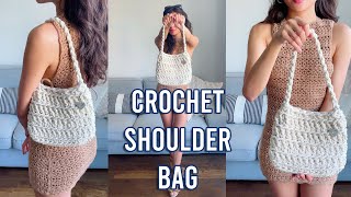 Crochet Summer Shoulder/Beach Bag | With Macrame Cord! | EASY Under an Hour Project!