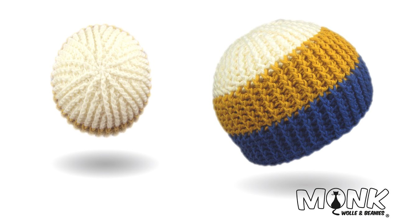 Ribbed Beanie - Rippenmuster - von oben gehäkelt