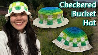 Crochet Checkered Bucket Hat with a Wavy Brim Tutorial (no magic ring!)
