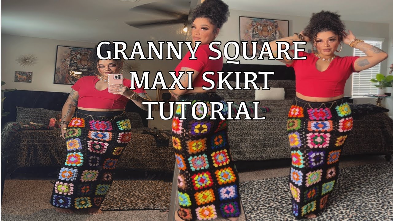 Crochet granny square maxi skirt tutorial