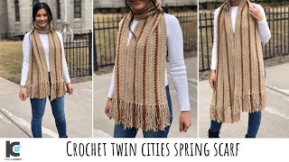 Crochet Twin cities spring scarf