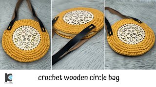 Crochet wooden circle bag