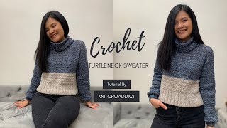 How to Crochet a Turtleneck Sweater/ Crochet a Sweater for Beginners/Crochet Turtleneck Sweater