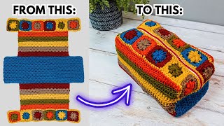 Crochet Pencil Case - Toiletry - Makeup Bag Tutorial | Brunaticality Crochet