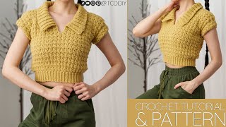 How to Crochet: Short Sleeve Collared Top | Pattern & Tutorial DIY
