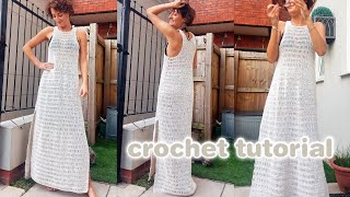 CROCHET MAXI DRESS TUTORIAL | how to crochet a beach cover up 🧶