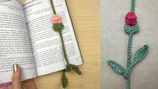 Marcador de pagina de tulipas em croche ajustável/Facil, rapido e economico/Crochet Flower Bookmaker