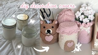 how to crochet cute flower pot, cottage jar, & bear pencil holder | easy pattern/tutorial