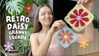 🌼 RETRO DAISY GRANNY SQUARE | step-by-step tutorial, beginner friendly pattern