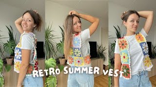 🌼 SUMMER VEST w/ RETRO DAISY GRANNY SQUARES | in-depth, beginner friendly pattern
