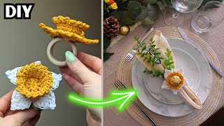 Crochet Daffodil Napkin Ring DIY | Spring Table Decoration Idea | Spring Amazon Unboxing