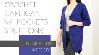 How to Crochet a Cardigan w. Buttons (CLASSIC) | Tutorial DIY