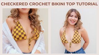 Easy Crochet Bikini Top Tutorial - Checkered