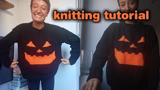 HALLOWEEN SWEATER PATTERN | knit sweater tutorial | pumpkin jumper