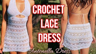 How to Crochet Backless Lace Dress! | Antonella Dress Tutorial! |GORGEOUS LACE MESH