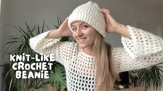 CROCHET KNIT-LIKE BEANIE | easiest beginner-friendly tutorial