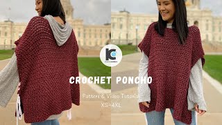 Fall Season Crochet Poncho : FREE Pattern Crochet Poncho for Women XS-4XL