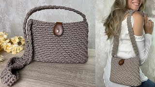 Bolsa de croche tiracolo em fio nautico/ Passo a passo/ Tutorial Crochet - Bolsa Vitoria