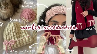 crochet winter accessories: scarf, beanie, arm warmers, & chunky headband (beginner-friendly!)